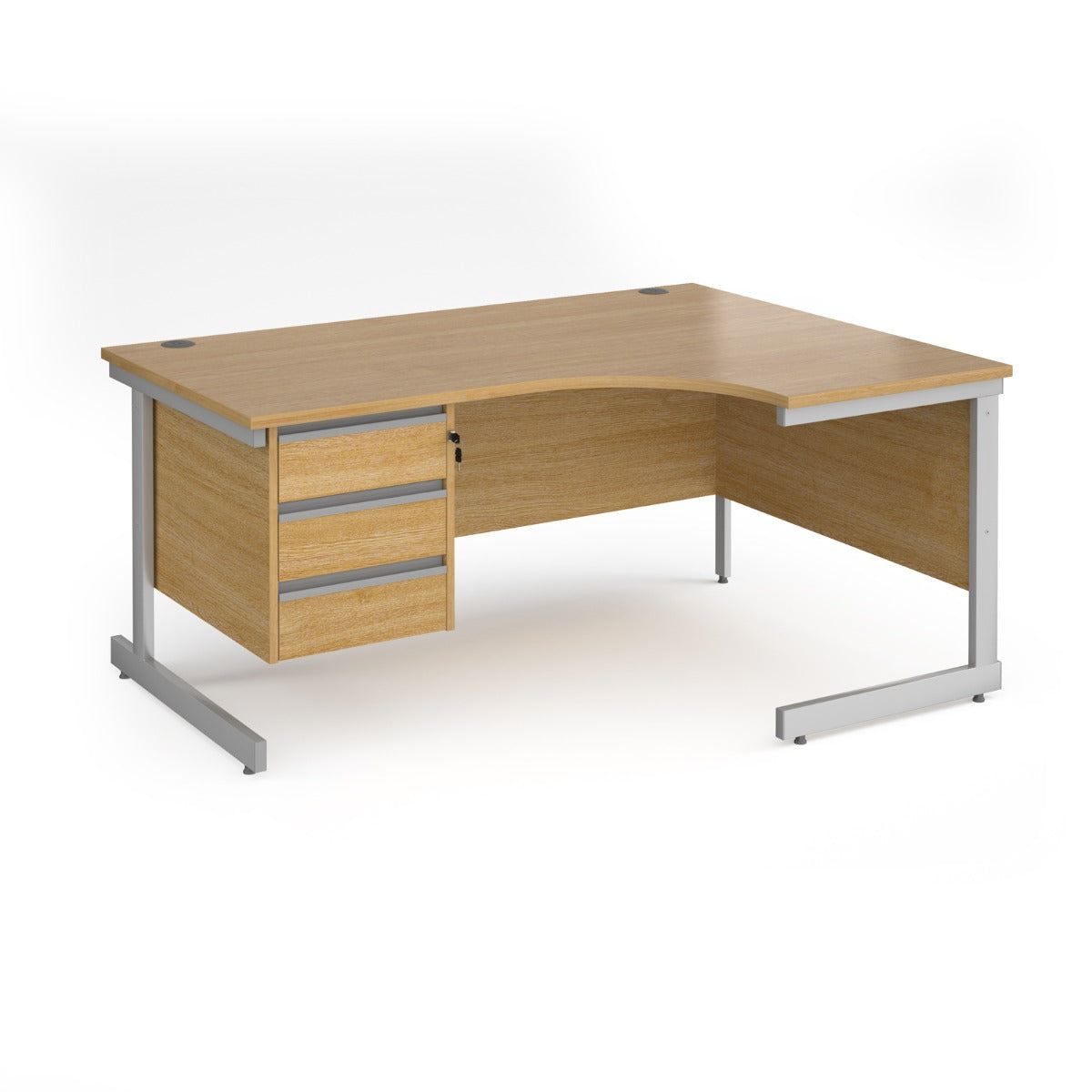 Contract Cantilever Leg Right Hand Ergonomic Corner Desk with Three Drawer Storage